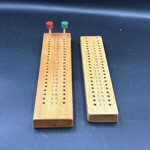 Vintage Cribbage Board Lot Of 2  Wooden 10” 11”